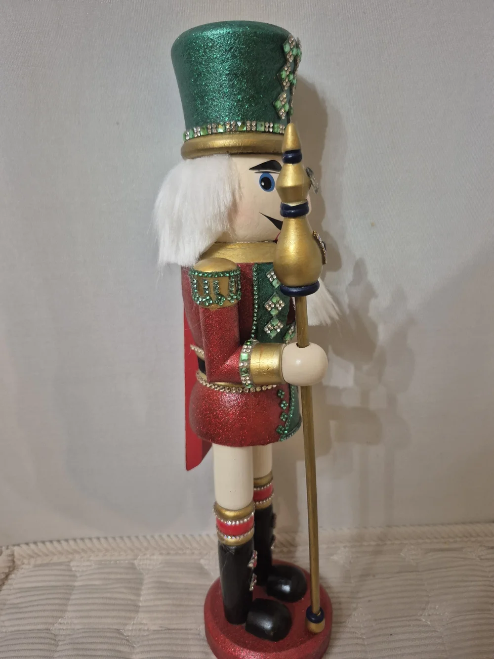 Festive Green & Red Nutcracker Soldier Holiday Figurine